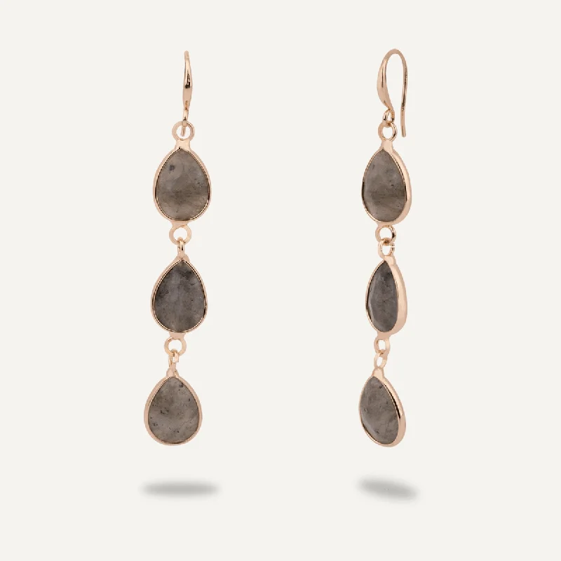 trendy ear climbers for women -sparkling crystal necklaces for women -Labradorite Drop Earrings In Gold-Tone