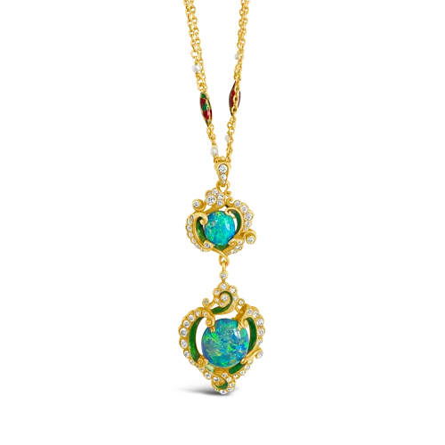 layered chain necklaces for women -layered chain necklaces for women -Black Opal & Diamond Pendant