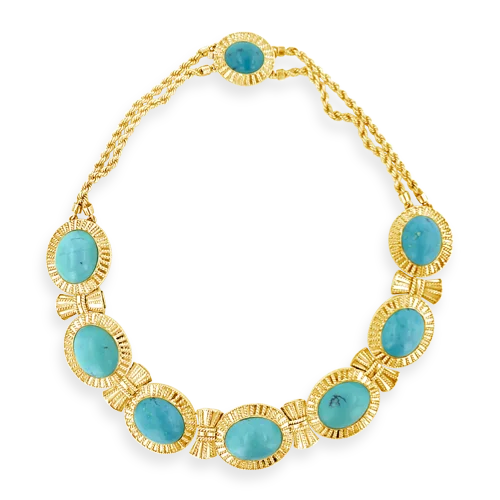 trendy necklaces for women -trendy necklaces for women -Turquoise & Gold Estate Necklace