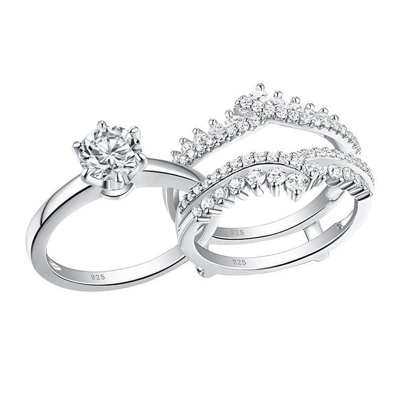 women’s engagement rings -women’s necklaces -Elegant Detachable Ring Set with Diamond