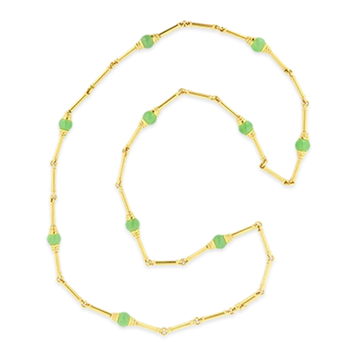 sparkling necklaces for women -vintage style necklaces for women -Gold & green Bead Estate Necklace