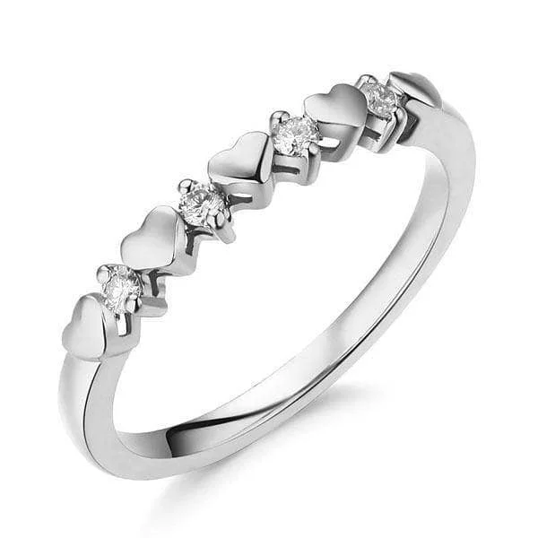 affordable diamond engagement rings -cute necklaces for women -14K White Gold Bridal Heart Ring 0.11ct Natural Diamonds