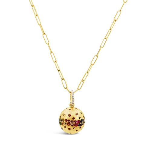 luxury diamond necklaces for women -luxury diamond necklaces for women -Rainbow Sapphire Ball Pendant