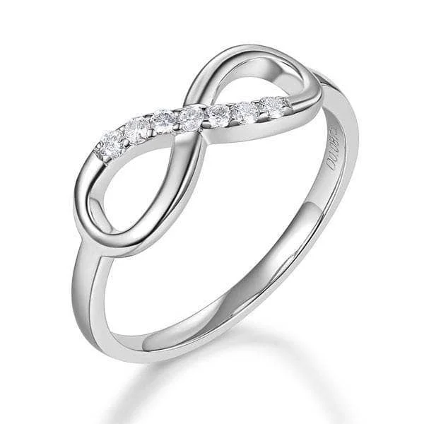 stylish engagement rings for women -sapphire necklaces for women -14K White Gold Infinity Ring 0.08ct Natural Diamond