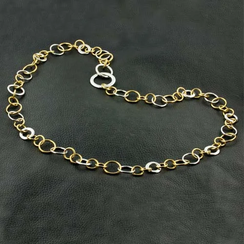 trendy gold necklaces for women -trendy gold necklaces for women -Yellow & White Gold Circles Necklace