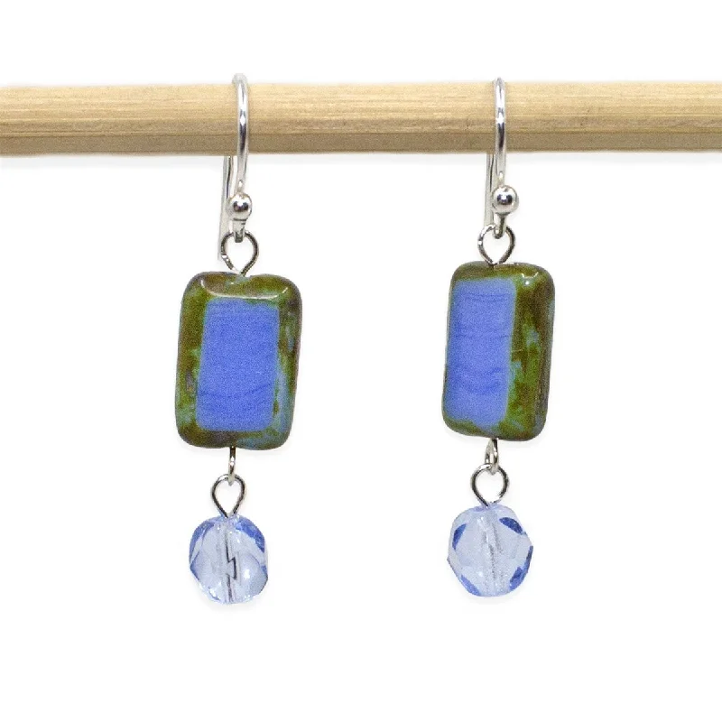 trendy earrings for women -custom necklaces for women -Hydrangea Blue Glass Beaded Crystal Dangle Earrings