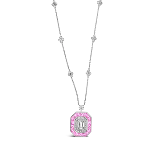 vintage necklaces for women -vintage necklaces for women -Diamond & Pink Sapphire Necklace