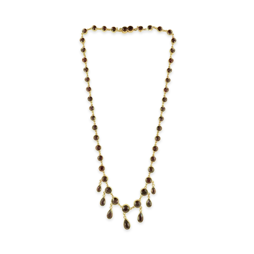 double chain necklaces for women -women’s layered gold necklaces -Victorian Garnet Necklace