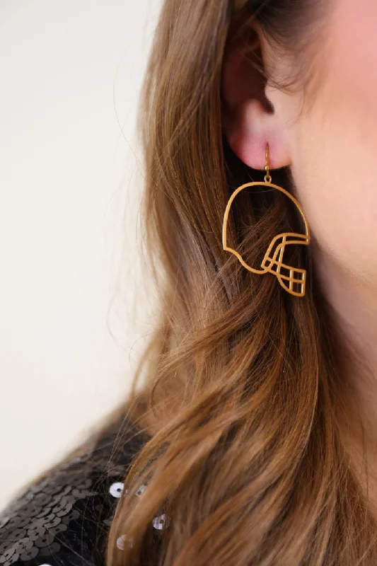 custom hoop earrings for women -high-end necklaces for women -Football Helmet Drop Earrings