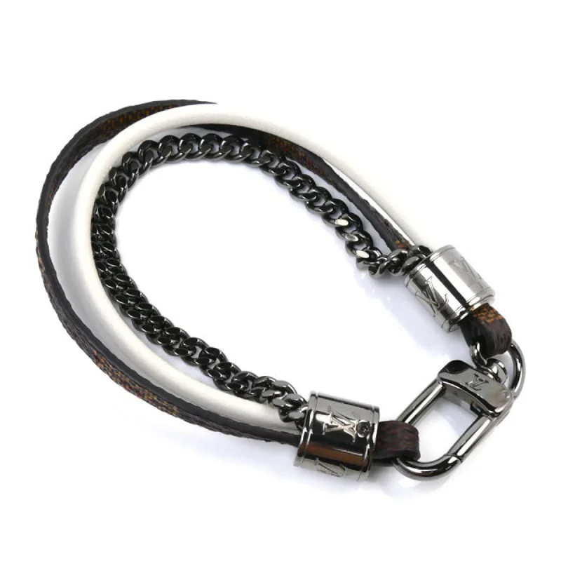 stylish cuff bracelets for women -fashion-forward necklaces for women -Louis Vuitton  Damier Canvas Leather Metal Charm Bracelet (Pre-Owned)