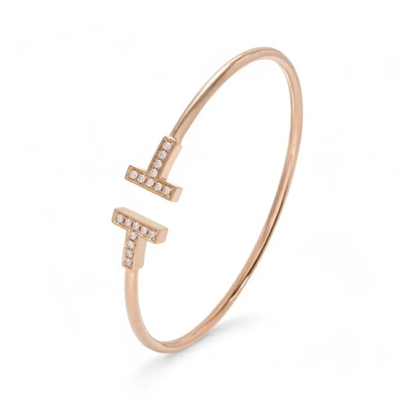 diamond bangle bracelets for women -creative design necklaces for women -Tiffany pink (18K) Bangle (Pre-Owned)