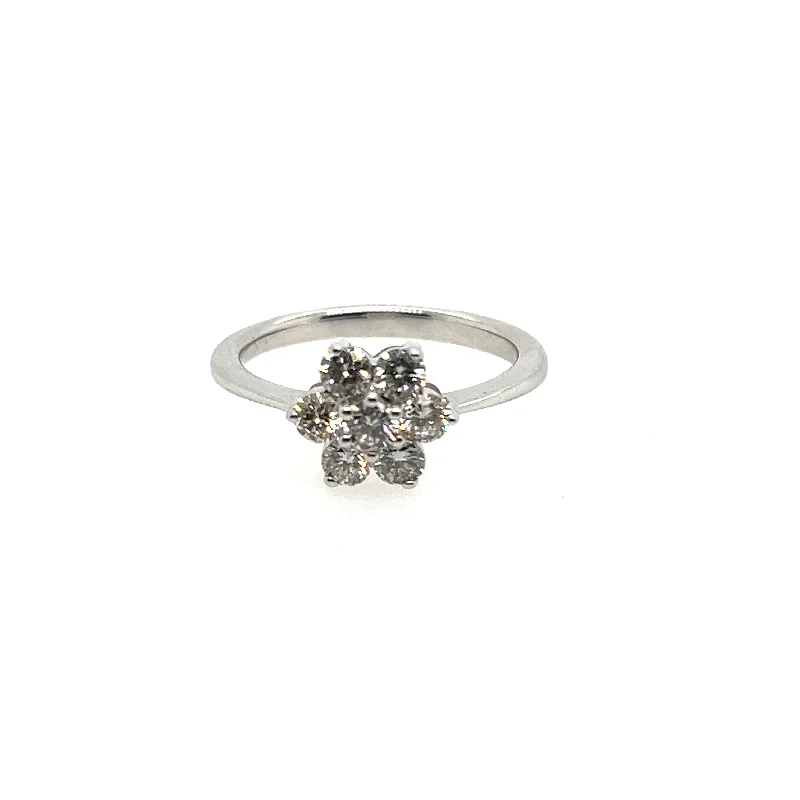 statement rings for women -adjustable necklaces for women -14K White Gold Flower Cluster Ring