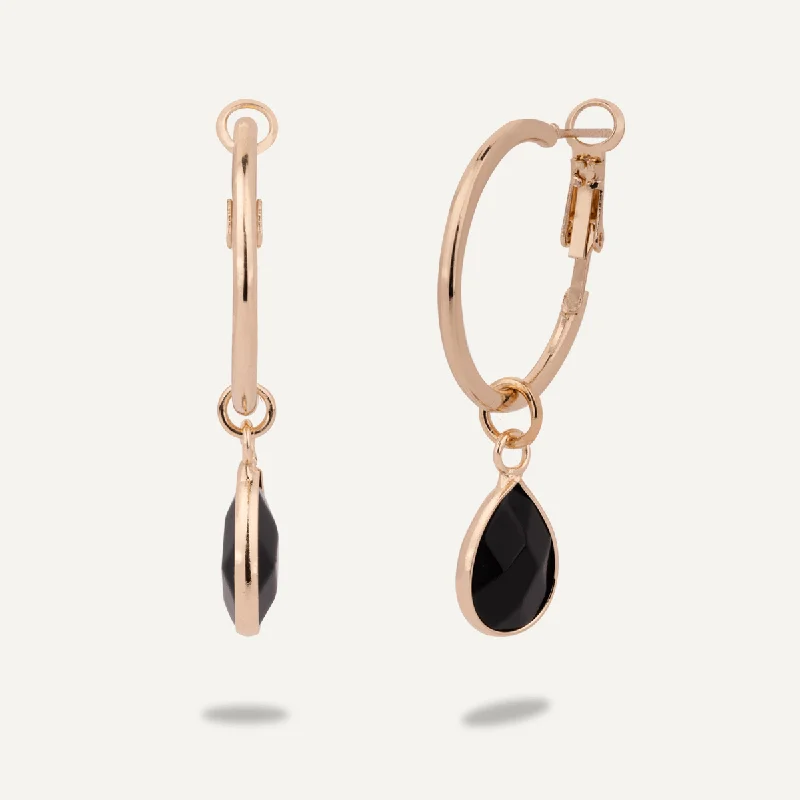 cute earrings for women -luxury pendant necklaces for women -Black Spinel Lever Earrings In Gold-Tone