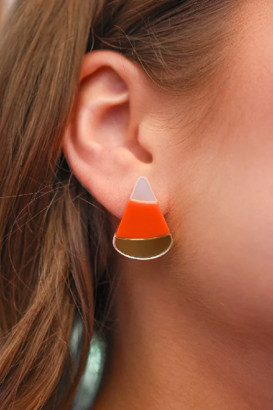 matching earrings for women -personalized birthstone necklaces for women -Candy Corn Stud Earrings