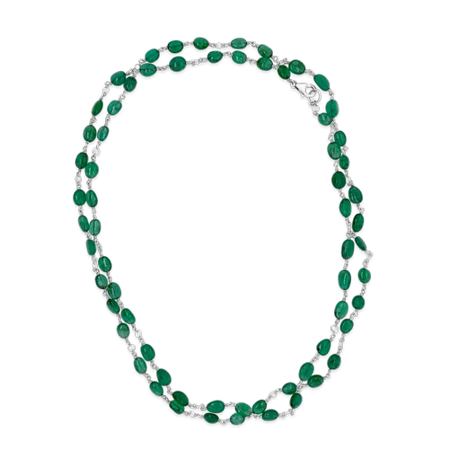 heart-shaped pendant necklaces for women -women’s heart necklaces -Emerald Bead & Round Diamond Necklace