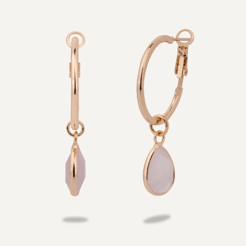 silver dangling earrings for women -luxury gold necklaces for women -Rose Quartz Lever Earrings In Gold-Tone