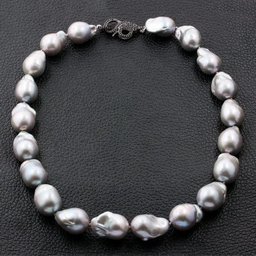 women’s necklaces -women’s necklaces -Silver Baroque Pearl Necklace