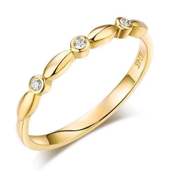 halo engagement rings for women -modern necklaces for women -14K Yellow Gold Stackable Ring 0.03ct Natural Diamond