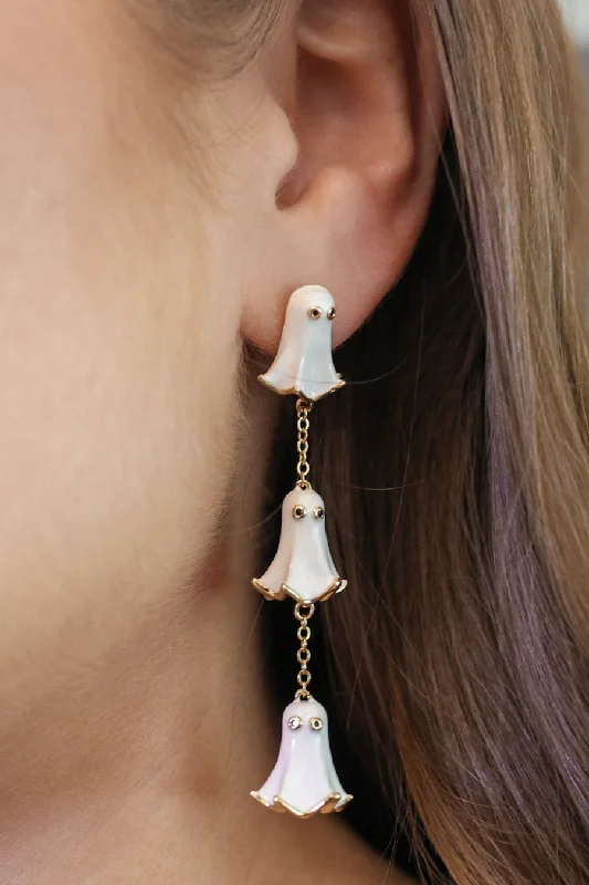 women’s pearl stud earrings -charm necklaces for women -Ghoul Friend Ghost Earrings