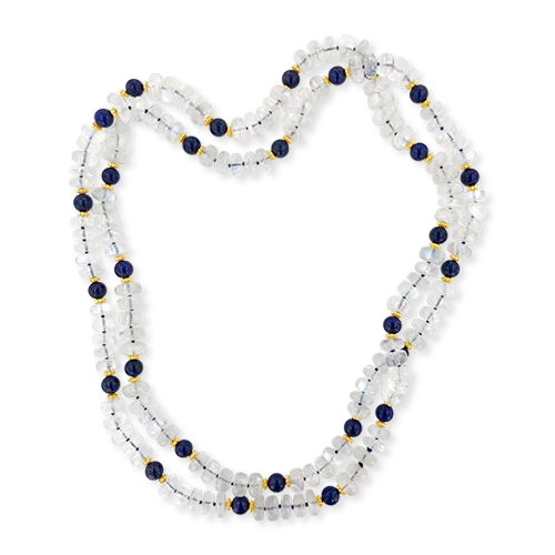 designer name necklaces for women -high-end necklaces for women -Moonstone & Lapis Bead Necklace