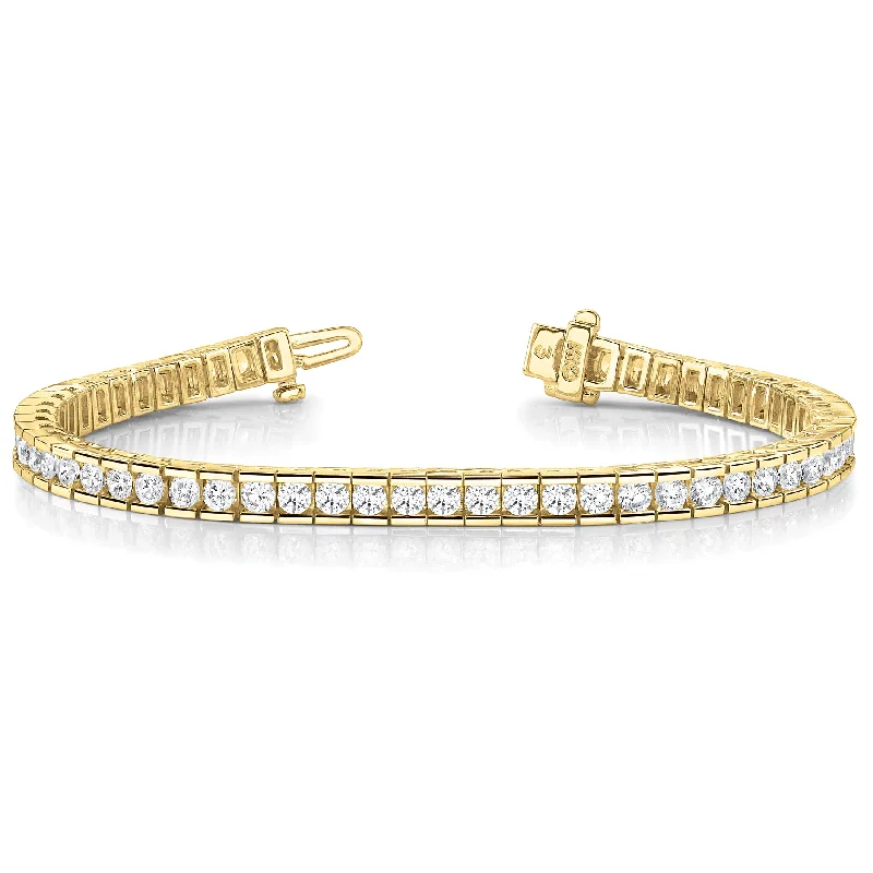 women’s adjustable cuff bracelets -geometric necklaces for women -Channel Set 5.50 ctw Round Diamond Tennis Bracelet