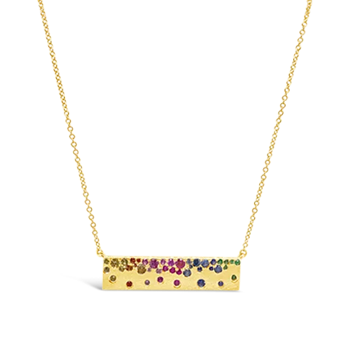 custom necklaces for women -custom necklaces for women -Multi-color Sapphire Bar Pendant