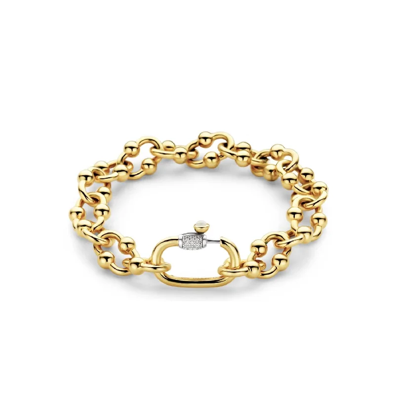 elegant women’s bangles with crystals -contemporary necklaces for women -Women's Bubble Link Bracelet In Gold