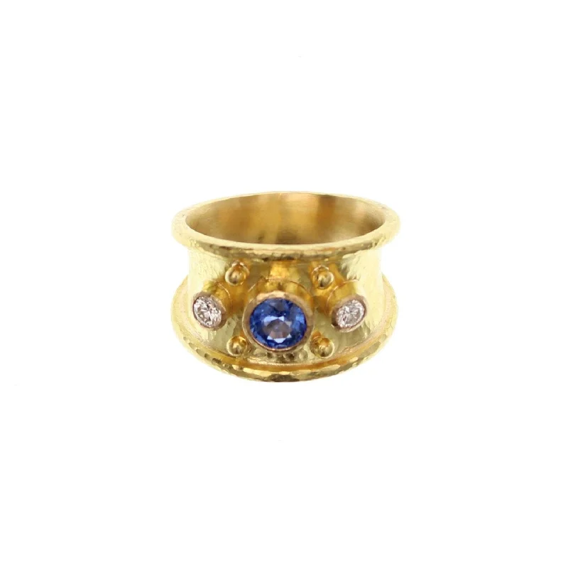 wedding rings for women -trendy necklaces for women -Elizabeth Locke Sapphire & Diamond Tapered Cigar Band