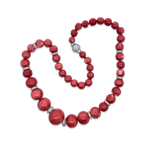 long necklaces for women -long necklaces for women -Coral & Diamond Necklace