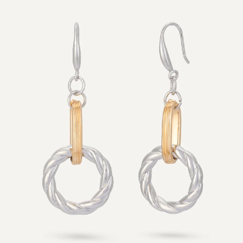 elegant earrings for women -trendy gold necklaces for women -Contemporary Chain-Link Hook Earrings In Gold & Silver Tone