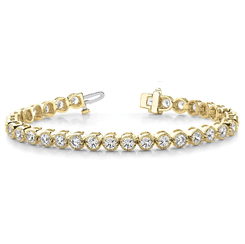 hand-crafted bangles -diamond heart necklaces for women -Milgrain Bezel Set 5.75 ctw Round Diamond Tennis Bracelet